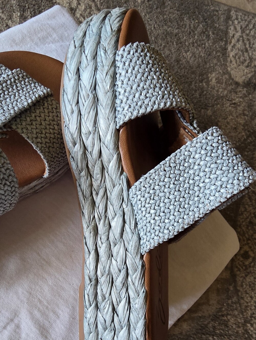 Zodiac Braided Double-Strap Light Blue Platform Slides size 10 - Picture 2 of 5